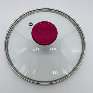 Tfal 7" Round Vented Glass Replacement Lid Cover for Pot or Pan Pink Knob